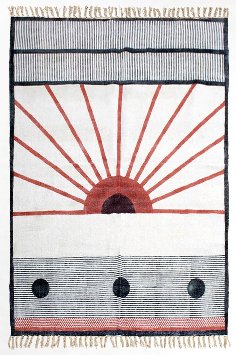 Hand Block Printed Sunrise Area Rug