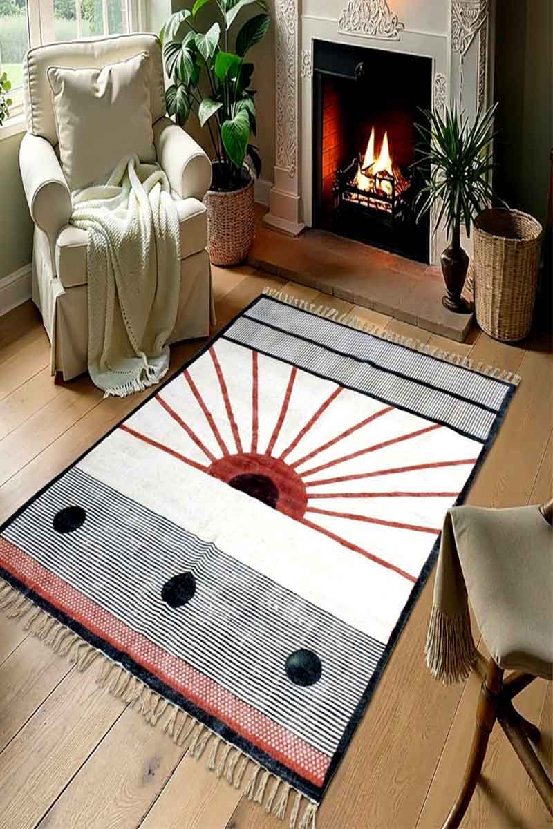 Hand Block Printed Sunrise Area Rug - Image 2