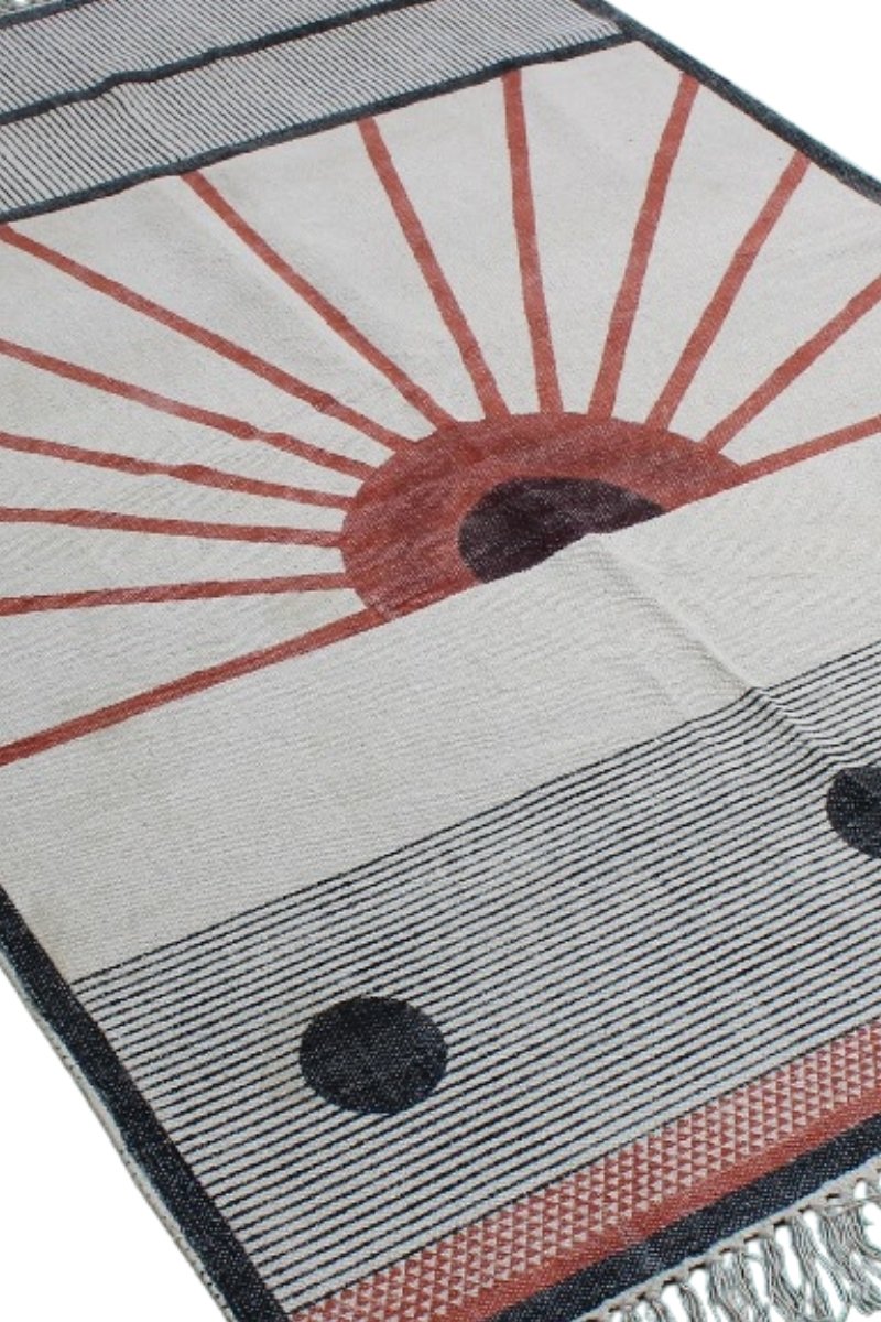 Hand Block Printed Sunrise Area Rug - Image 3
