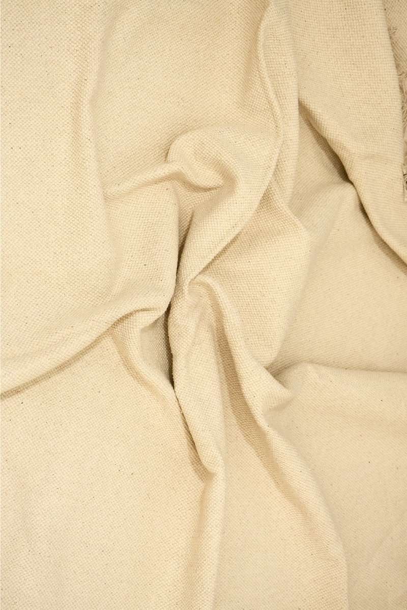 Stunning Solid Ivory Cotton Area Rug - Image 4