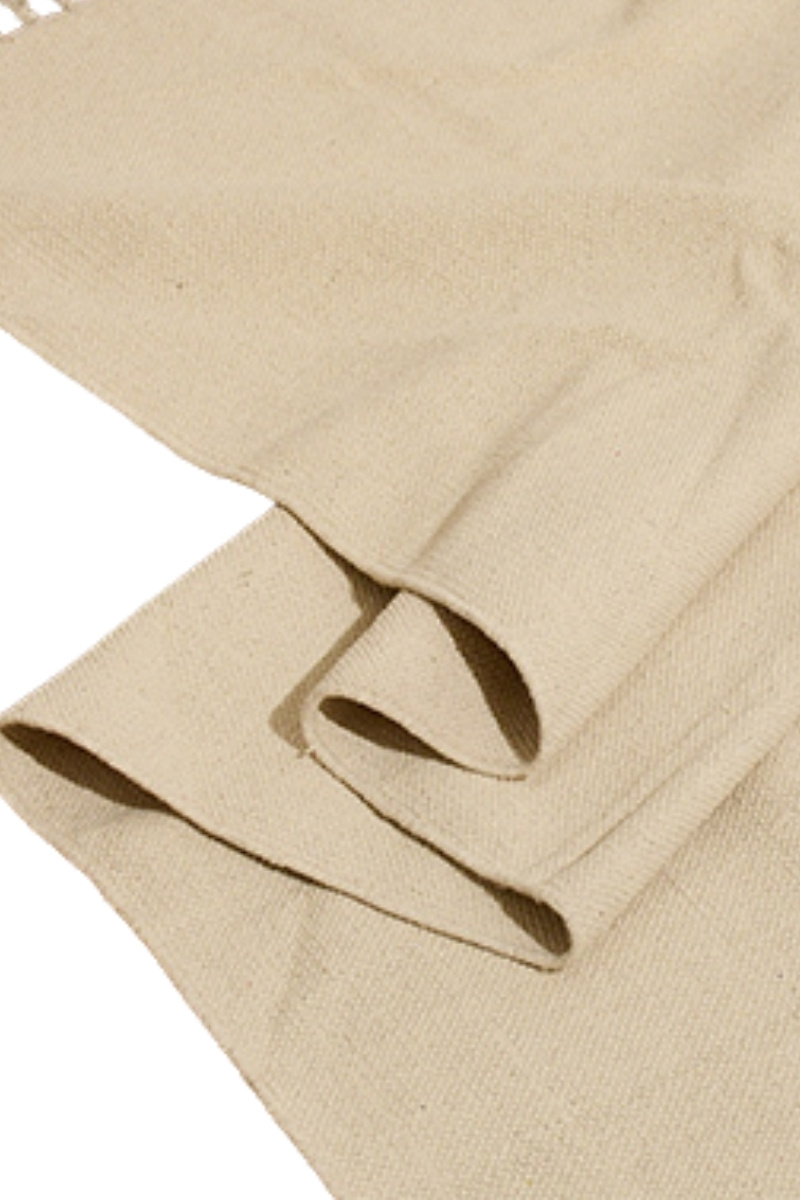 Stunning Solid Ivory Cotton Area Rug - Image 5