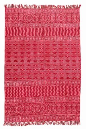 Hand Block Printed Pink 5x8 Cotton Rug