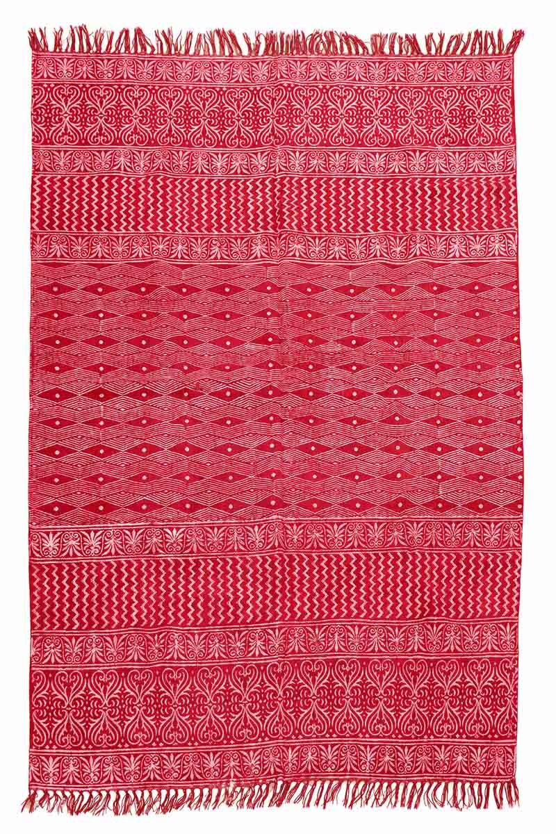 Hand Block Printed Pink 5x8 Cotton Rug