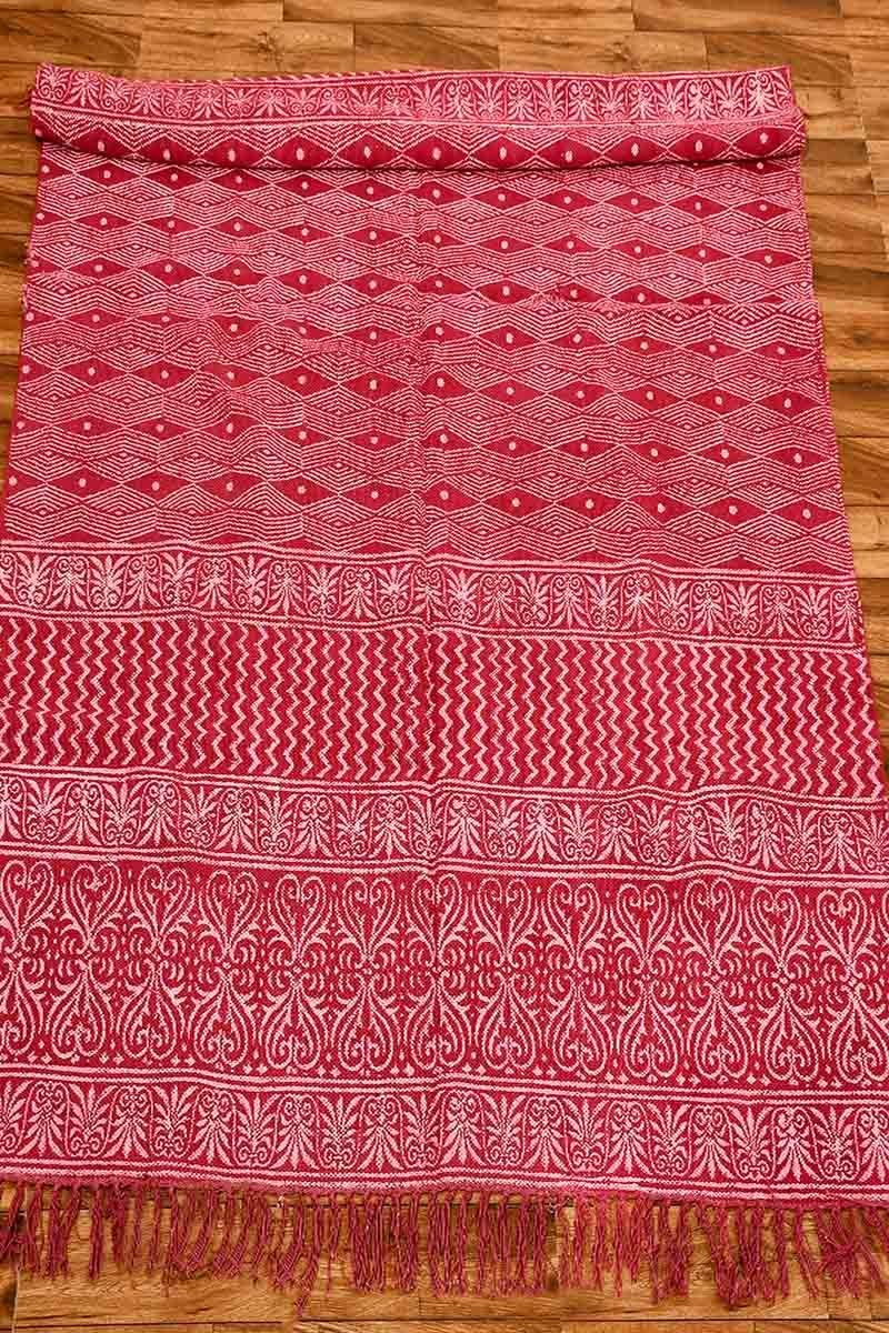 Hand Block Printed Pink 5x8 Cotton Rug - Image 4