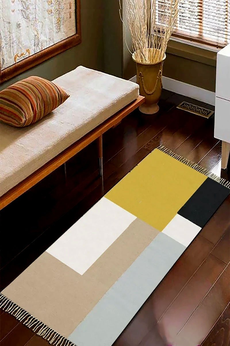 Multicolor Block Printed 4x6 Cotton Rug - Image 3