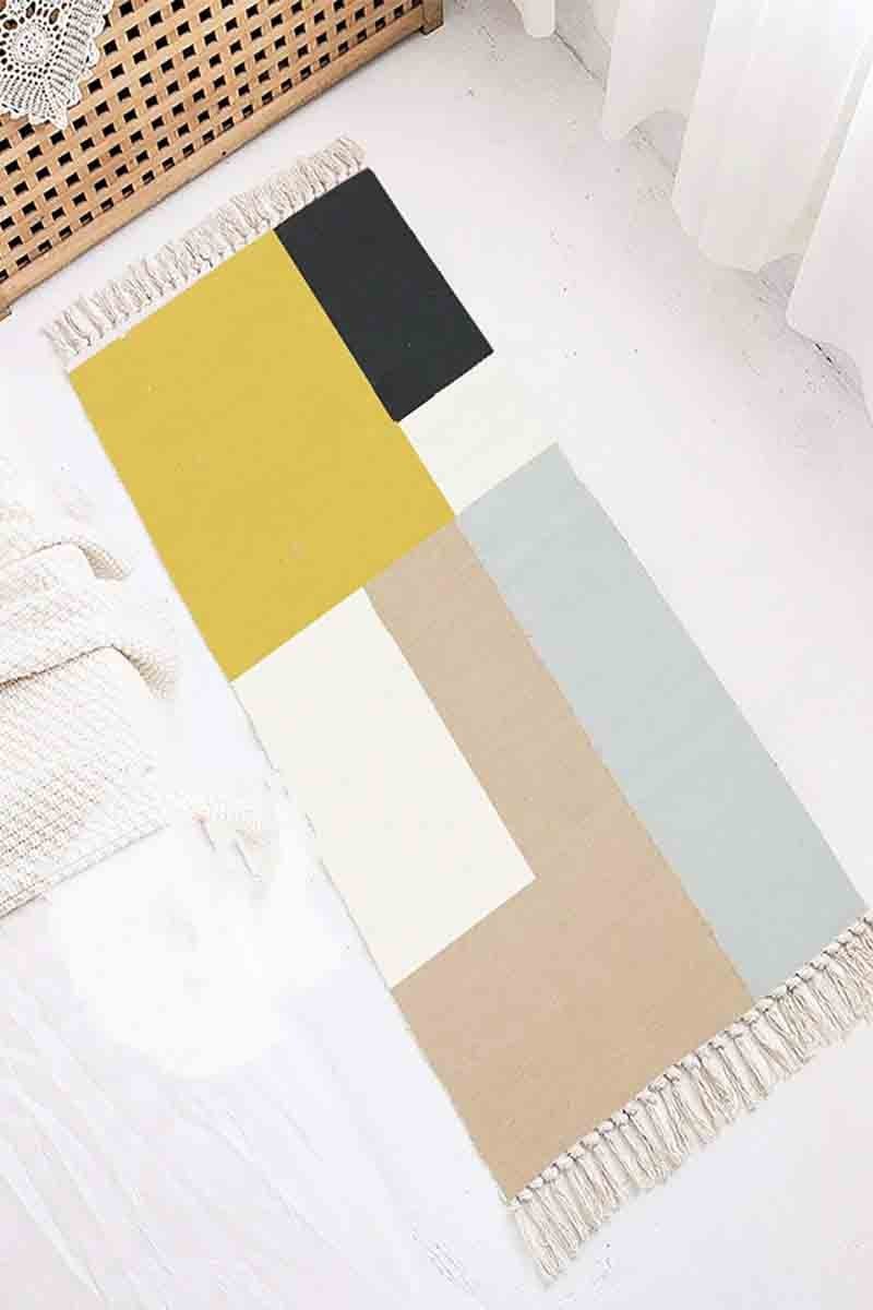 Multicolor Block Printed 4x6 Cotton Rug - Image 4