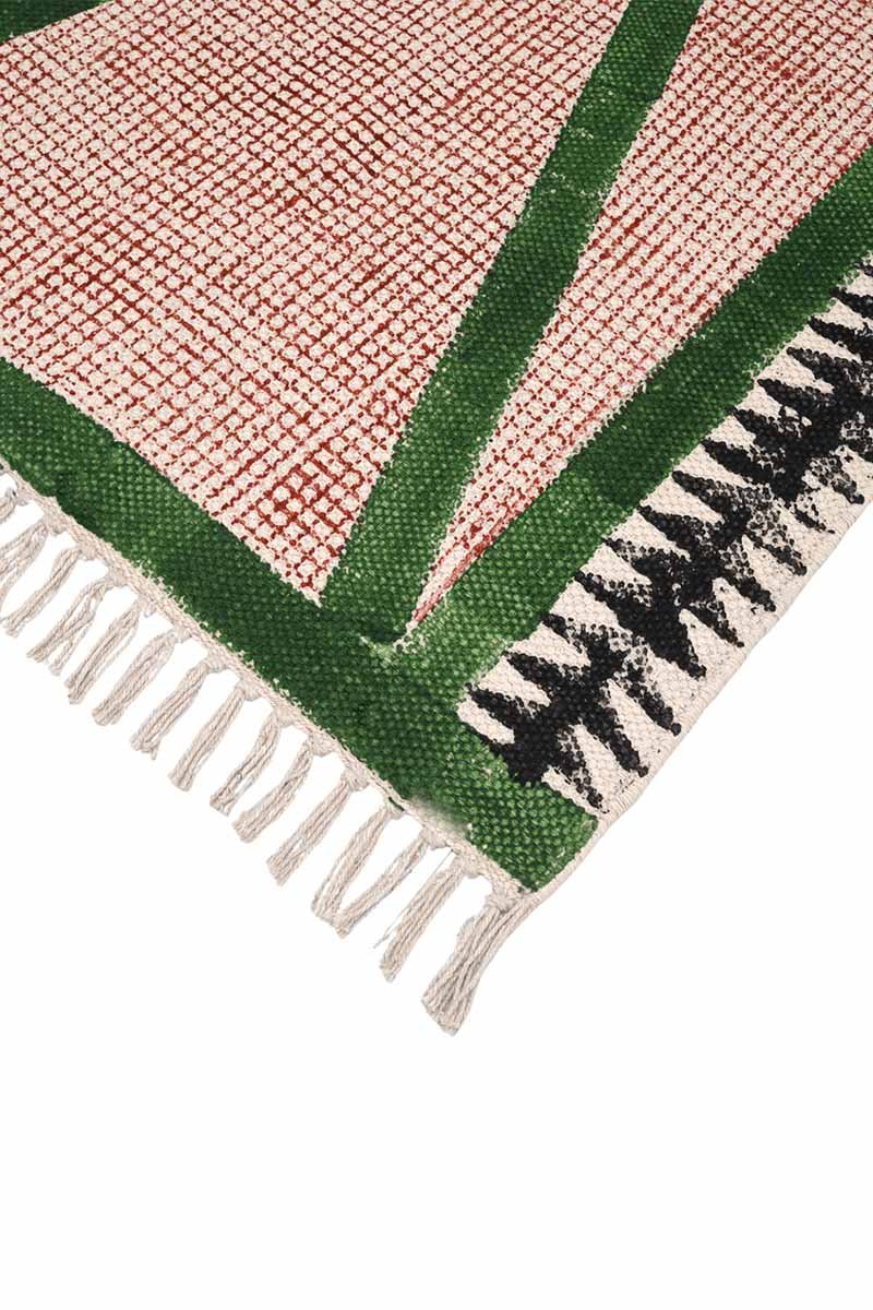 Clearance Sale - Hand Block Printed Geometric Boho Rug - Image 3
